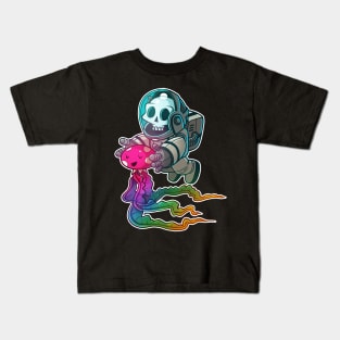 skull astronaut nr2 outline Kids T-Shirt